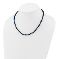 14k White Gold 5-6mm Round Black Saltwater Akoya Cultured Pearl Necklace-PLB50-16