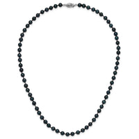 14k White Gold 5-6mm Round Black Saltwater Akoya Cultured Pearl Necklace-PLB50-16