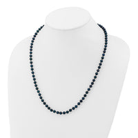 14k White Gold 5-6mm Round Black Saltwater Akoya Cultured Pearl Necklace-PLB50-20