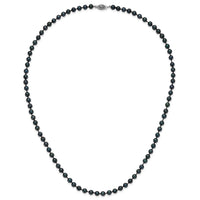 14k White Gold 5-6mm Round Black Saltwater Akoya Cultured Pearl Necklace-PLB50-20
