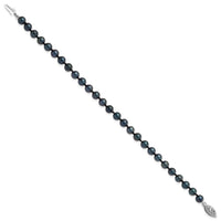 14k White Gold 5-6mm Round Black Saltwater Akoya Cultured Pearl Bracelet-PLB50-7