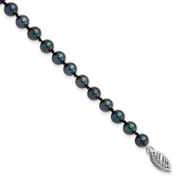 14k White Gold 5-6mm Round Black Saltwater Akoya Cultured Pearl Bracelet-PLB50-7