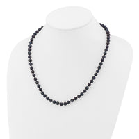 14k White Gold 6-7mm Round Black Saltwater Akoya Cultured Pearl Necklace-PLB60-20