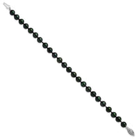 14k White Gold 6-7mm Round Black Saltwater Akoya Cultured Pearl Bracelet-PLB60-8