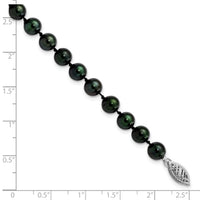 14k White Gold 6-7mm Round Black Saltwater Akoya Cultured Pearl Bracelet-PLB60-7