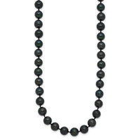 14k White Gold 7-8mm Round Black Saltwater Akoya Cultured Pearl Necklace-PLB70-16