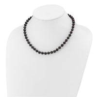 14k White Gold 7-8mm Round Black Saltwater Akoya Cultured Pearl Necklace-PLB70-16