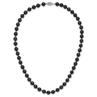 14k White Gold 7-8mm Round Black Saltwater Akoya Cultured Pearl Necklace-PLB70-24