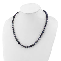 14k White Gold 7-8mm Round Black Saltwater Akoya Cultured Pearl Necklace-PLB70-20