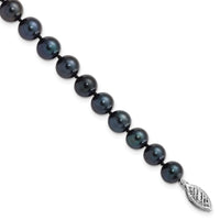 14k White Gold 7-8mm Round Black Saltwater Akoya Cultured Pearl Bracelet-PLB70-7