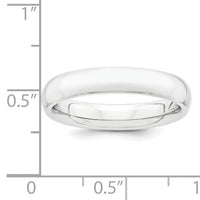 Platinum 4mm Half-Round Comfort Fit Lightweight Band-PLWCF040