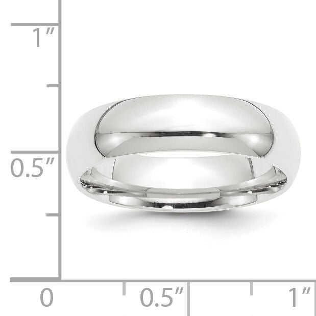 Platinum 6mm Half-Round Comfort Fit Lightweight Band-PLWCF060