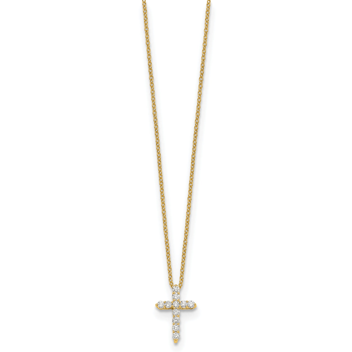 14k Diamond Cross 18 inch Necklace-PM1000-025-YA