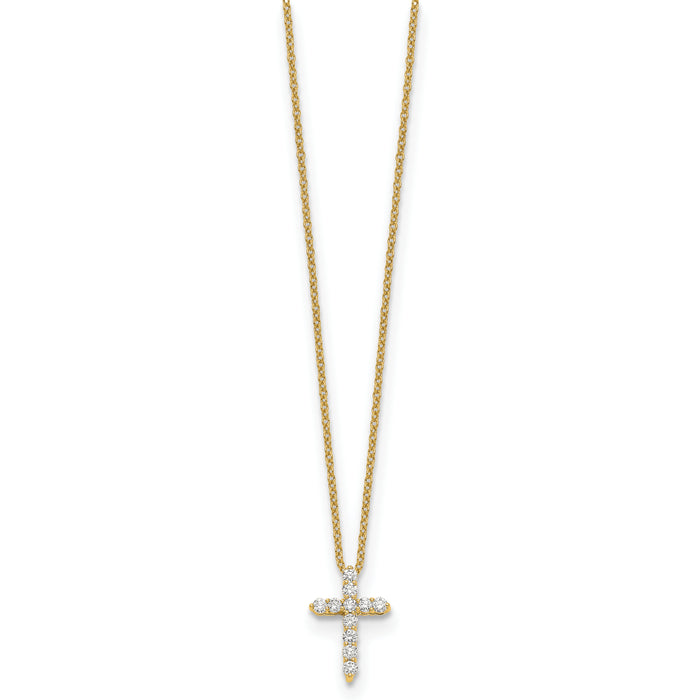 14k Diamond Cross 18 inch Necklace-PM1000-025-YA