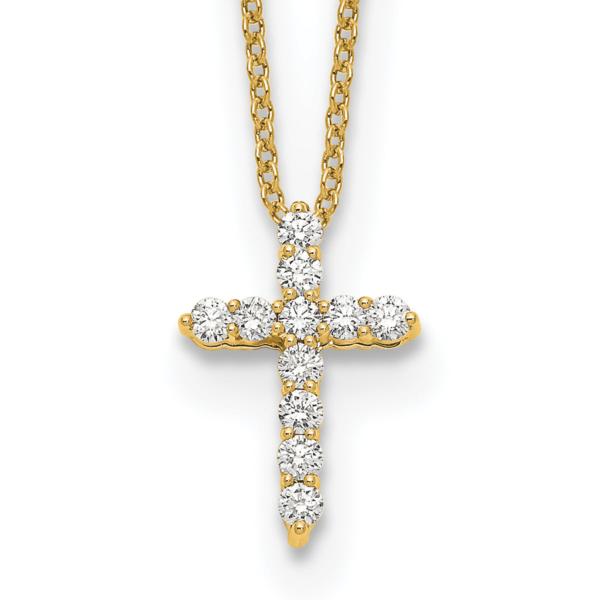 14k Diamond Cross 18 inch Necklace-PM1000-025-YA