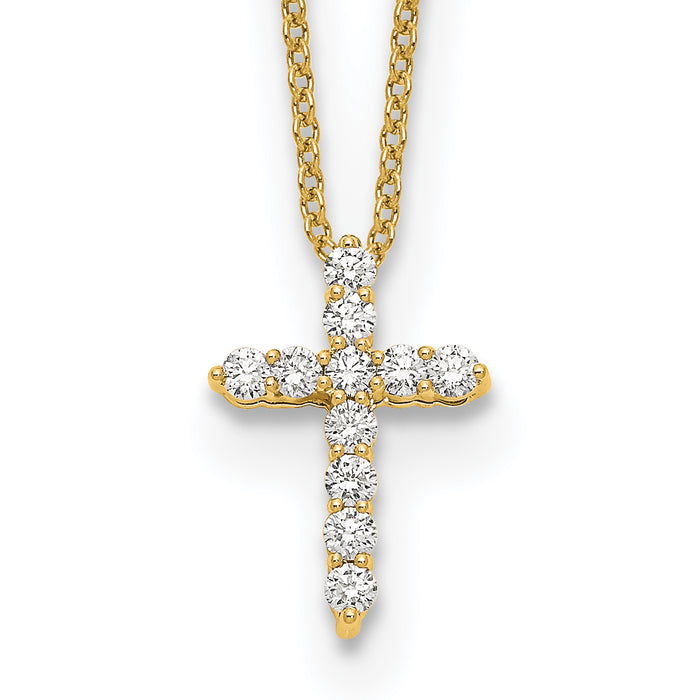 14k Diamond Cross 18 inch Necklace-PM1000-025-YA
