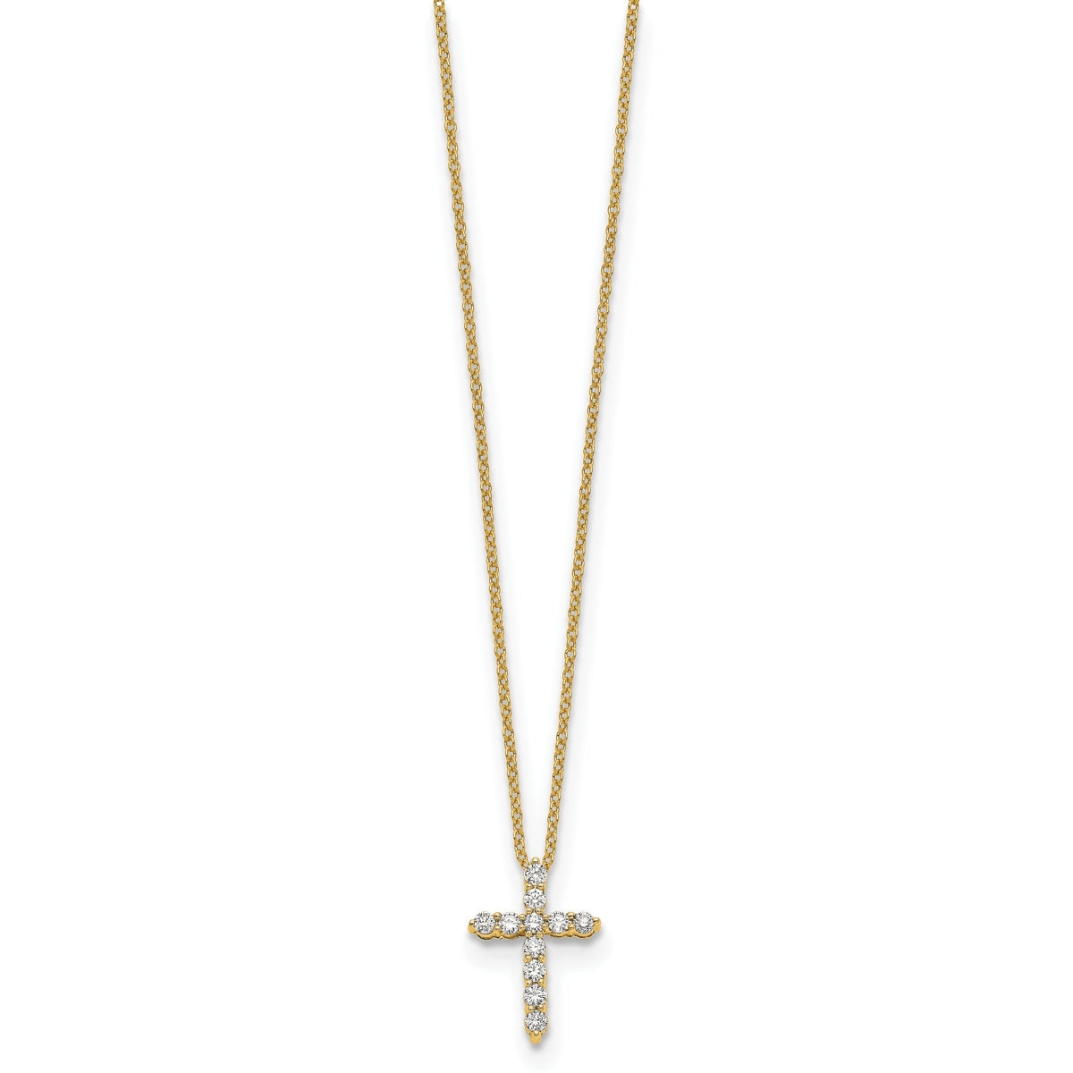 14k Diamond Cross 18 inch Necklace-PM1000-033-YA
