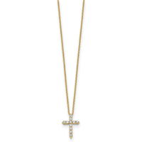 14k Diamond Cross 18 inch Necklace-PM1000-033-YA