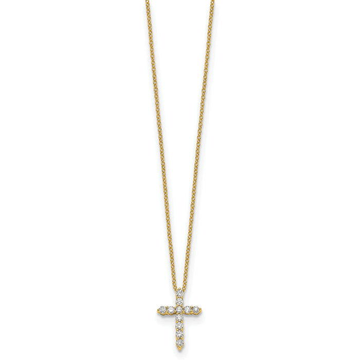 14k Diamond Cross 18 inch Necklace-PM1000-033-YA