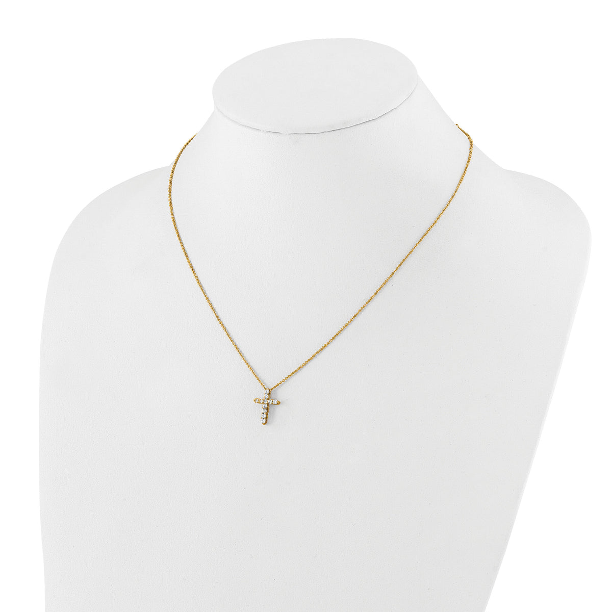 14k Diamond Cross 18 inch Necklace-PM1000-033-YA