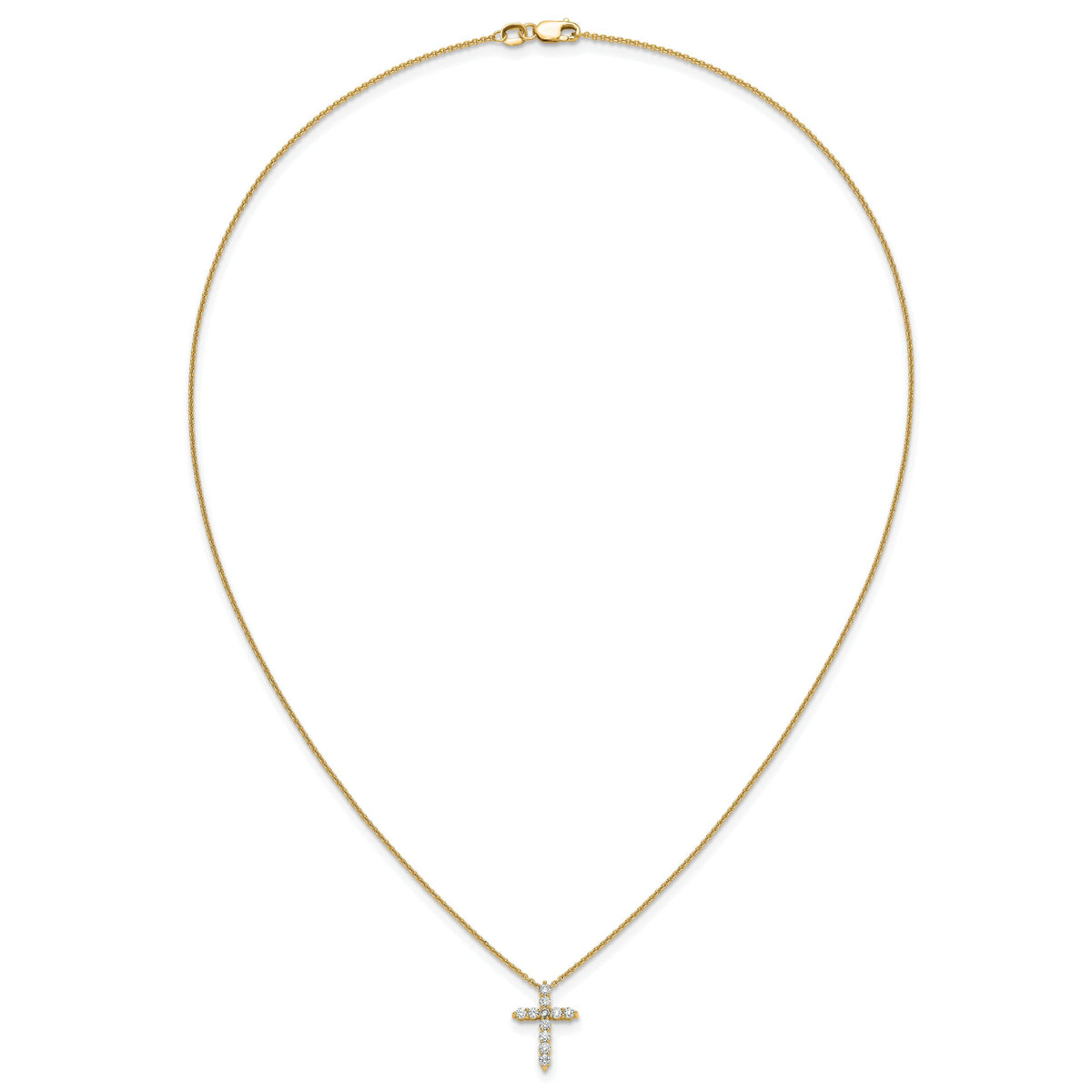 14k Diamond Cross 18 inch Necklace-PM1000-033-YA