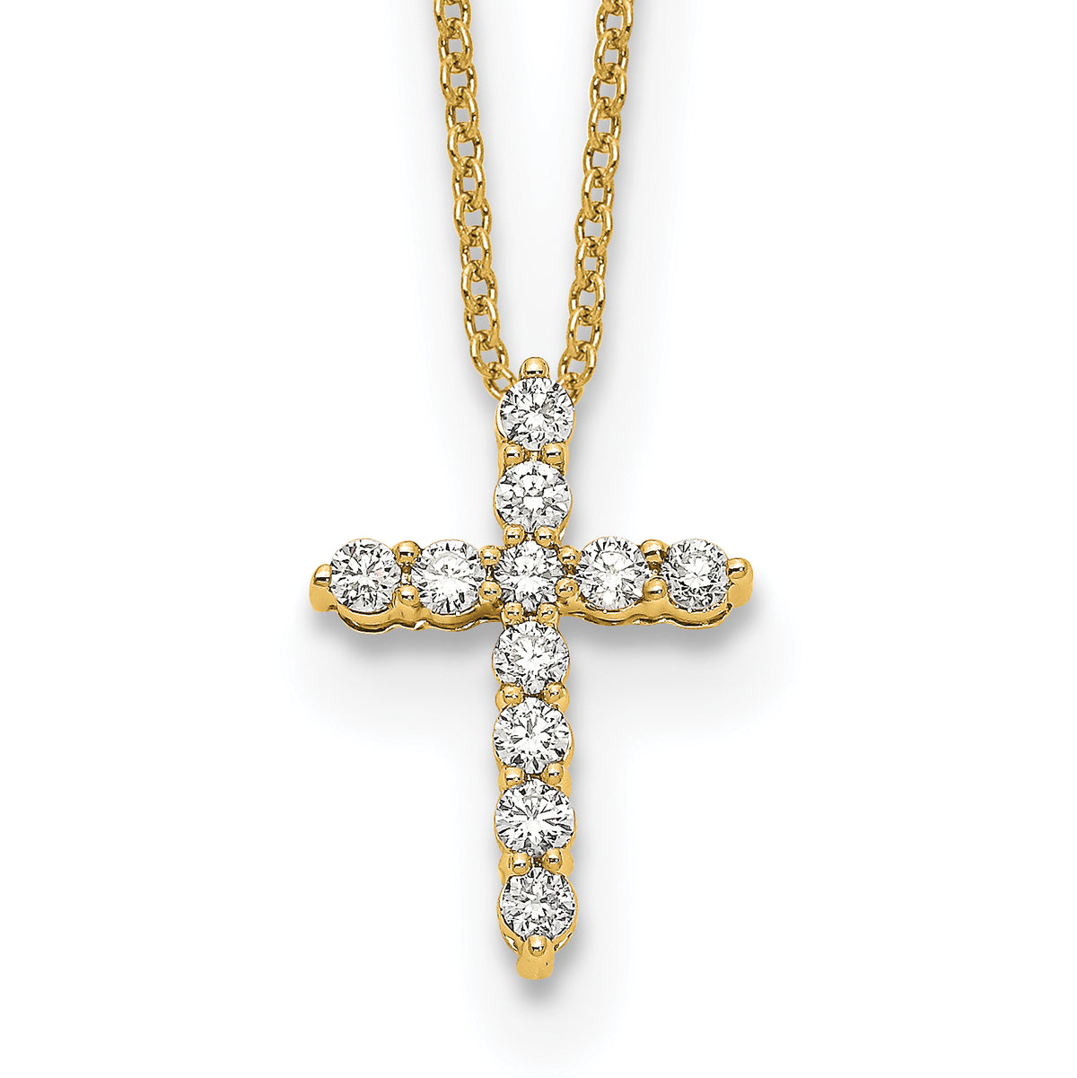 14k Diamond Cross 18 inch Necklace-PM1000-033-YA