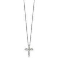 14k White Gold Diamond Cross 18 inch Necklace-PM1000-050-WA