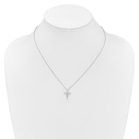 14k White Gold Diamond Cross 18 inch Necklace-PM1000-050-WA