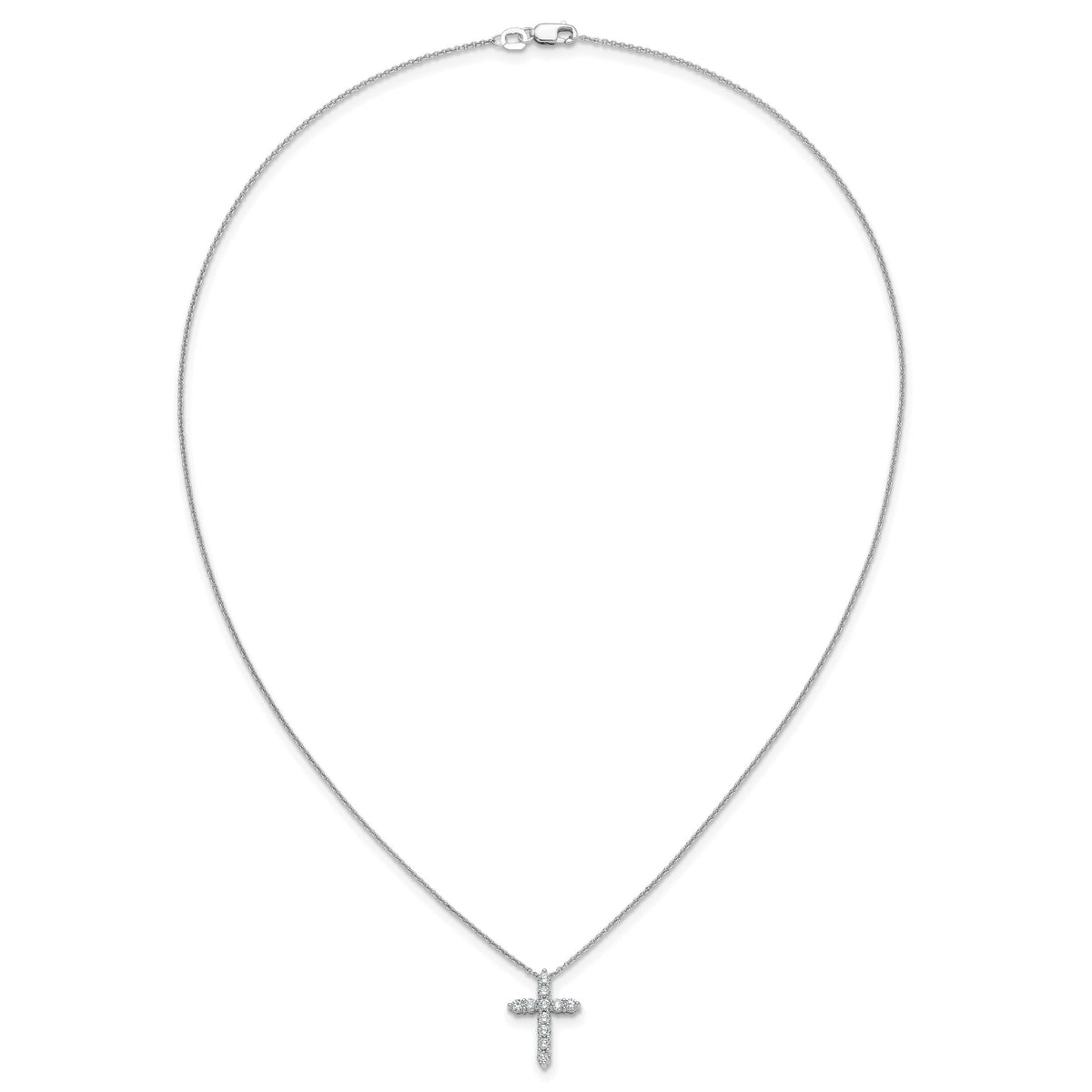 14k White Gold Diamond Cross 18 inch Necklace-PM1000-050-WA