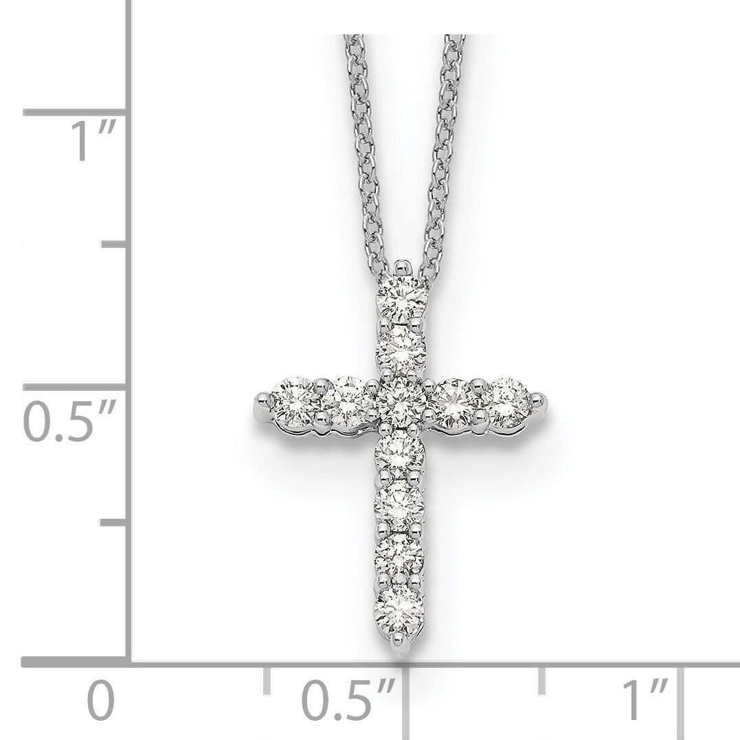 14k White Gold Diamond Cross 18 inch Necklace-PM1000-050-WA