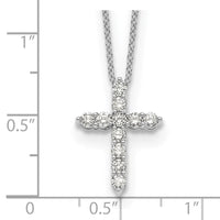 14k White Gold Diamond Cross 18 inch Necklace-PM1000-050-WA