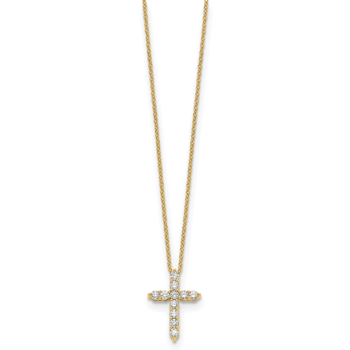 14k Diamond Cross 18 inch Necklace-PM1000-050-YA