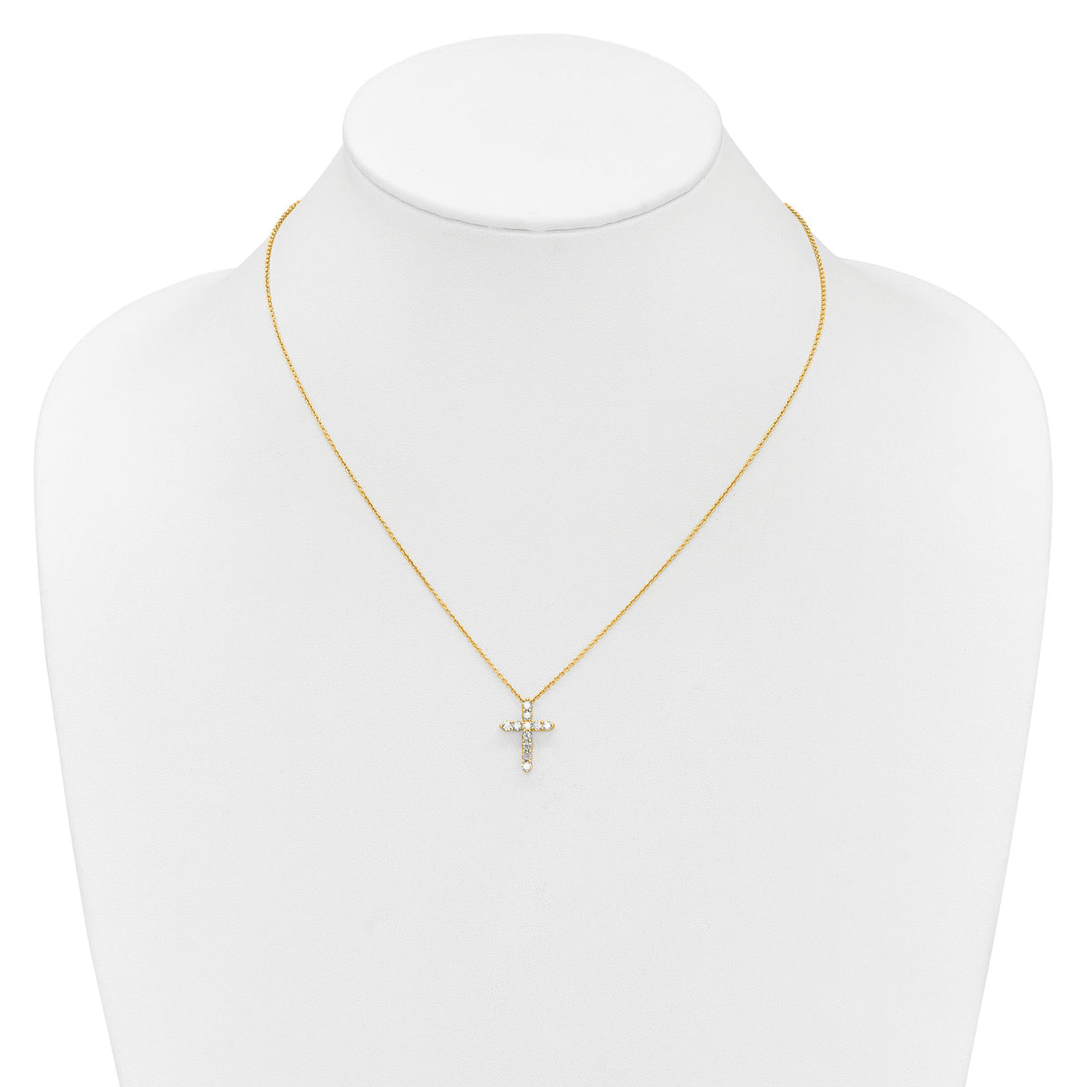 14k Diamond Cross 18 inch Necklace-PM1000-050-YA