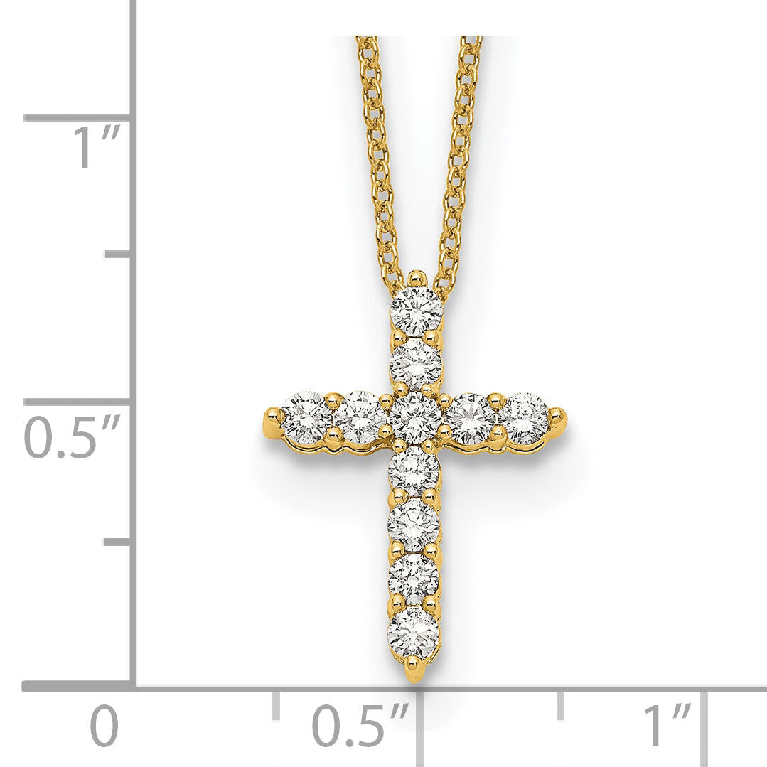 14k Diamond Cross 18 inch Necklace-PM1000-050-YA