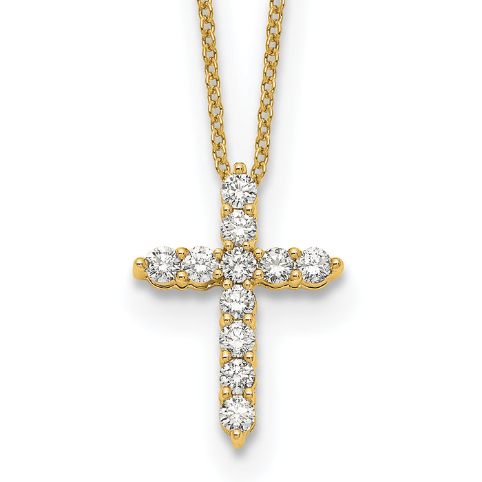14k Diamond Cross 18 inch Necklace-PM1000-050-YA