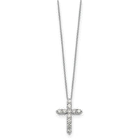 14k White Gold Diamond Cross 18 inch Necklace-PM1000-100-WA