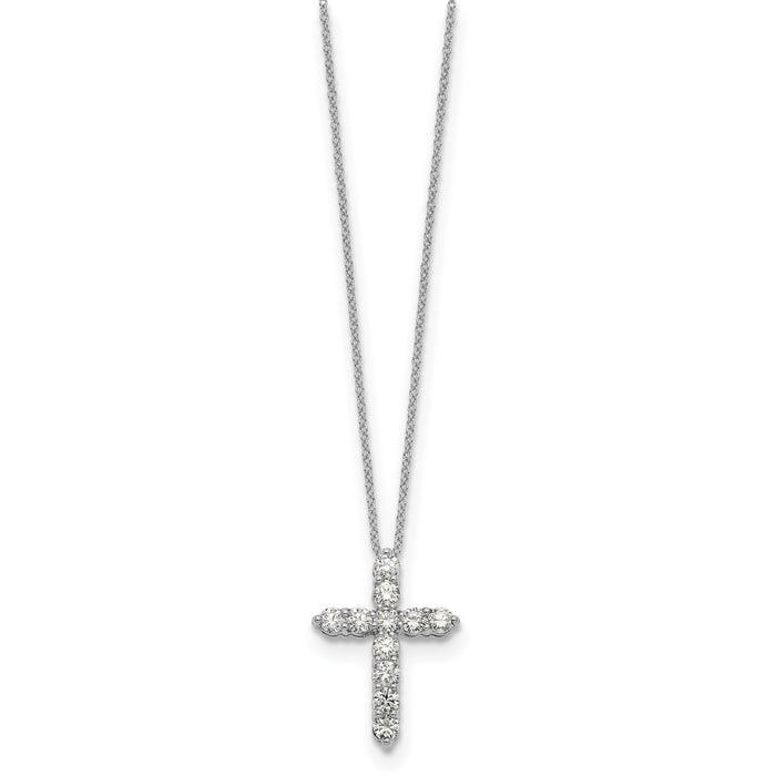 14k White Gold Diamond Cross 18 inch Necklace-PM1000-100-WA