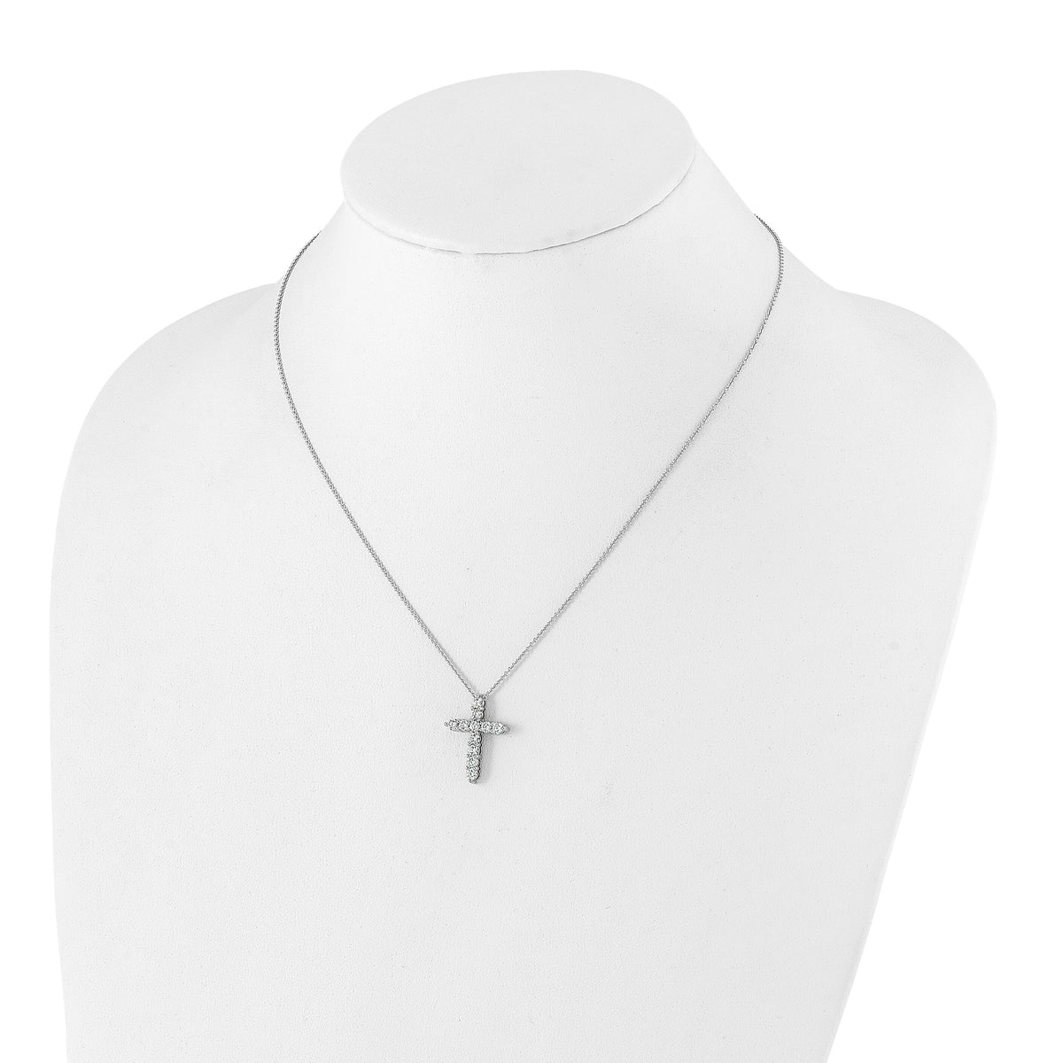 14k White Gold Diamond Cross 18 inch Necklace-PM1000-100-WA