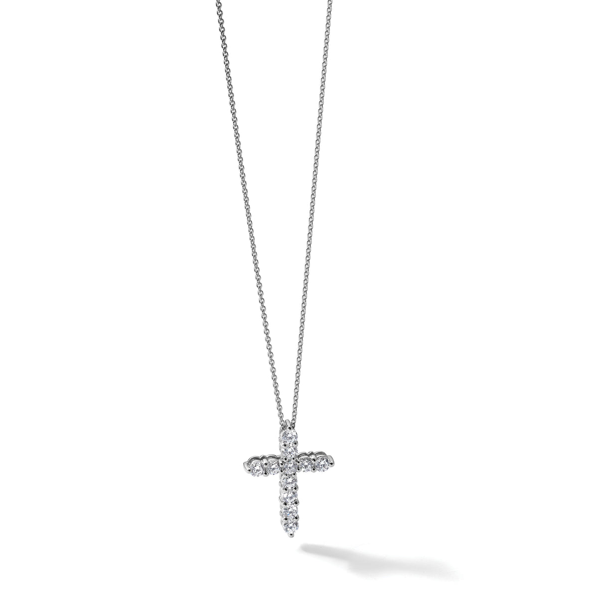 14k White Gold Diamond Cross 18 inch Necklace-PM1000-100-WA