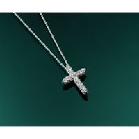 14k White Gold Diamond Cross 18 inch Necklace-PM1000-100-WA