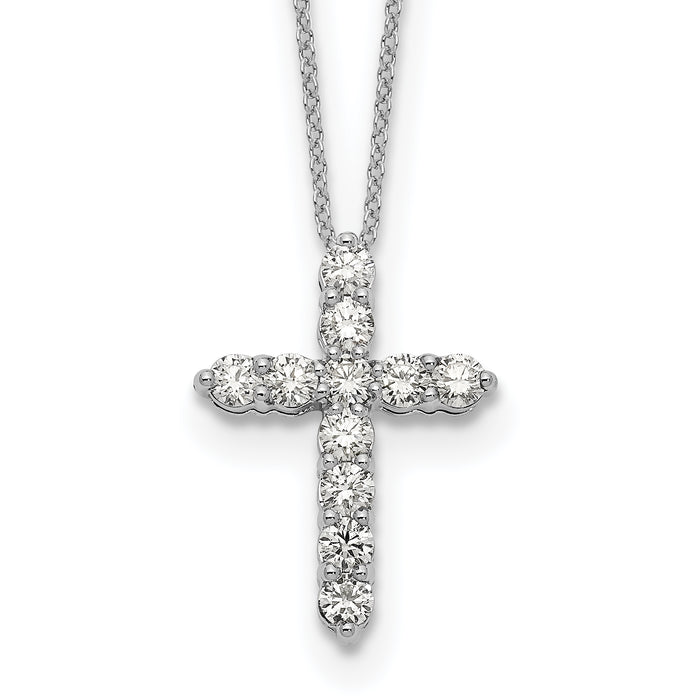 14k White Gold Diamond Cross 18 inch Necklace-PM1000-100-WA
