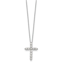 14k White Gold Diamond Cross 18 inch Necklace-PM1000-150-WA