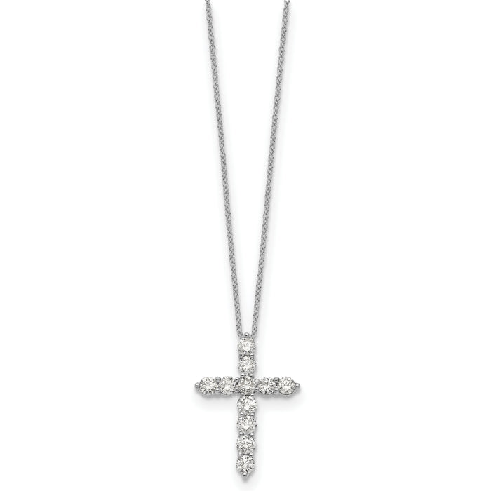 14k White Gold Diamond Cross 18 inch Necklace-PM1000-150-WA