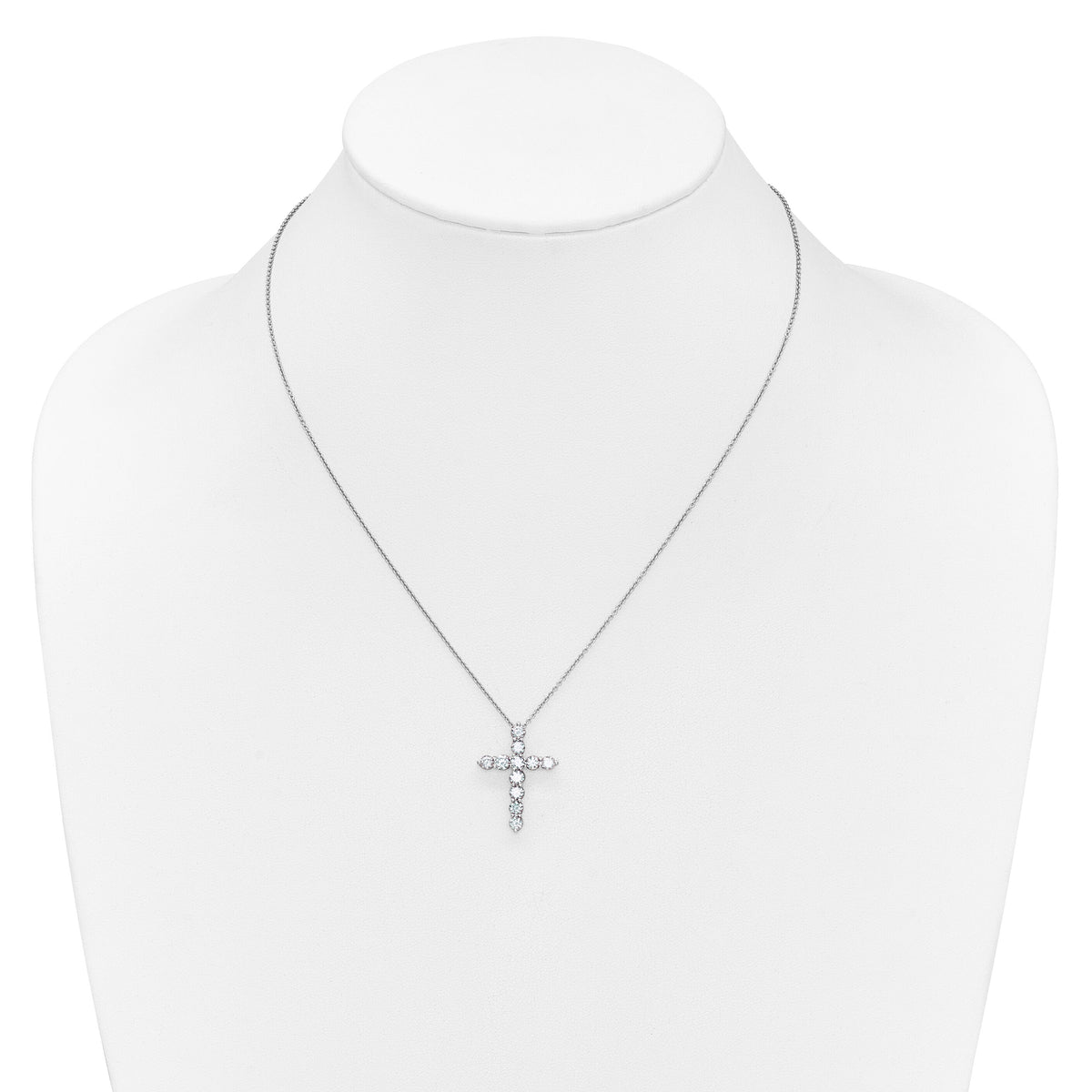 14k White Gold Diamond Cross 18 inch Necklace-PM1000-150-WA