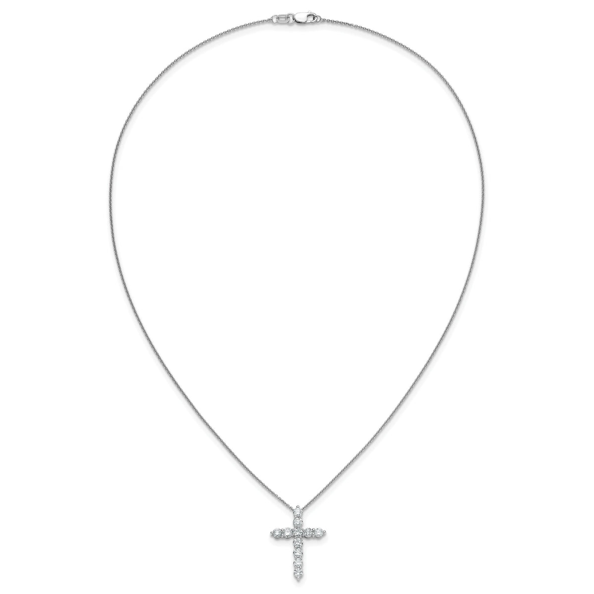 14k White Gold Diamond Cross 18 inch Necklace-PM1000-150-WA