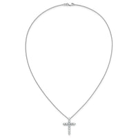 14k White Gold Diamond Cross 18 inch Necklace-PM1000-150-WA