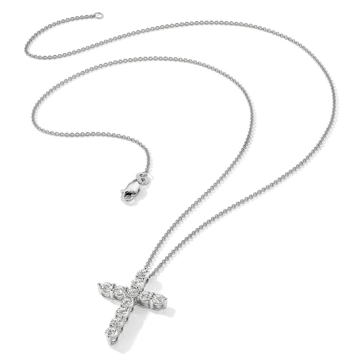 14k White Gold Diamond Cross 18 inch Necklace-PM1000-150-WA