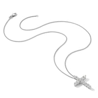 14k White Gold Diamond Cross 18 inch Necklace-PM1000-150-WA