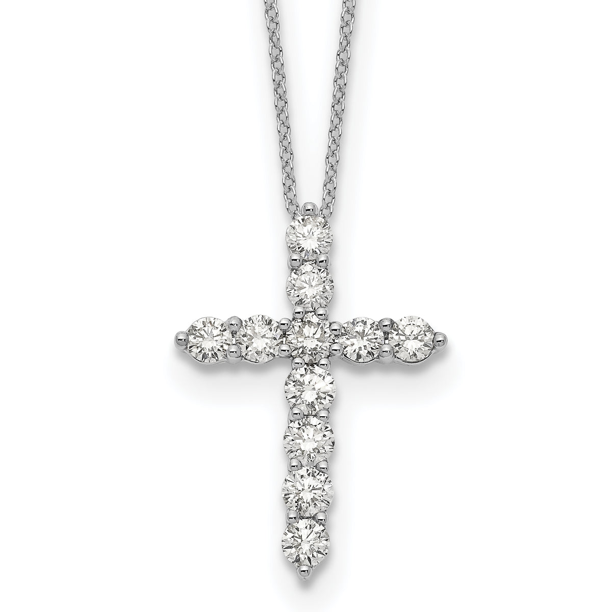 14k White Gold Diamond Cross 18 inch Necklace-PM1000-150-WA