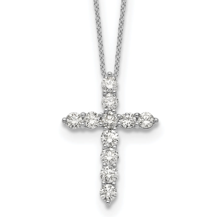 14k White Gold Diamond Cross 18 inch Necklace-PM1000-150-WA